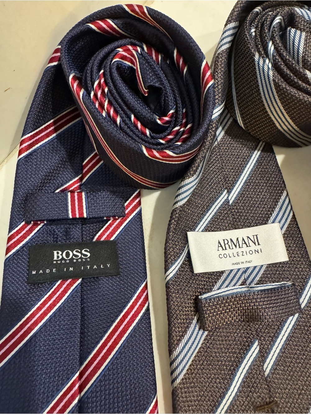 2 New Ties each worn once by BOSS & Armani. Orange Brioni is no longer for sale